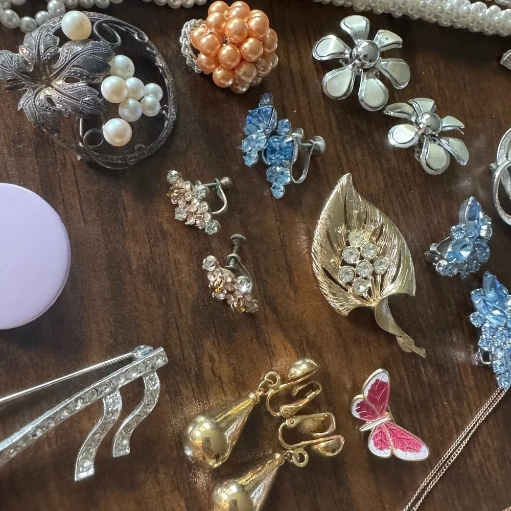 Vintage to Now Rhinestone Jewelry Lot Some Signed Swarovski Hobe Napier Monet - Picture 5 of 15